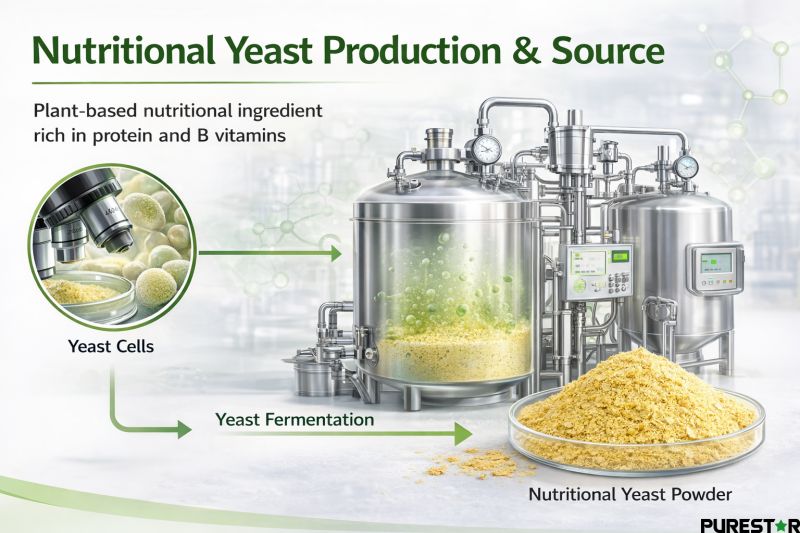 Nutritional yeast production process including yeast cells and fermentation system for inactive yeast powder manufacturing
